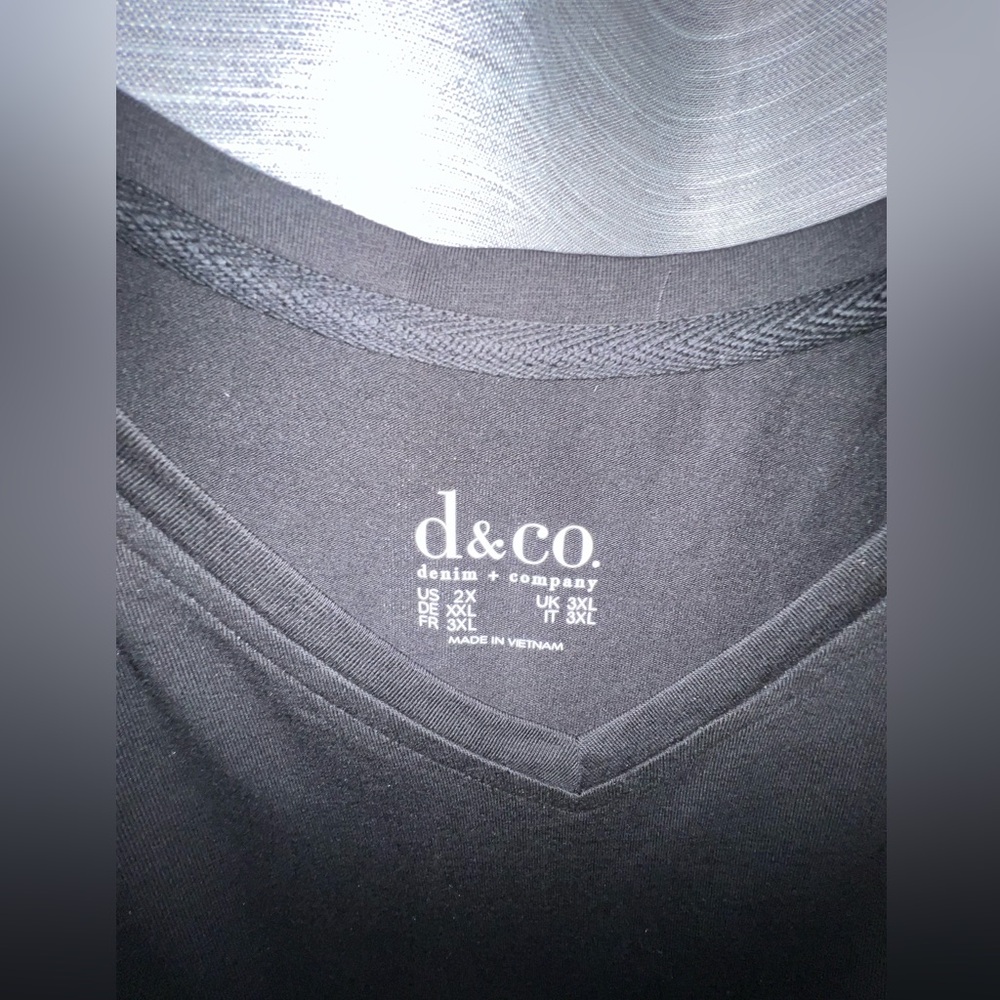 Denim & Co Black Tunic Maxi Dress Classic Black Casual Dress - Picture 4 of 5